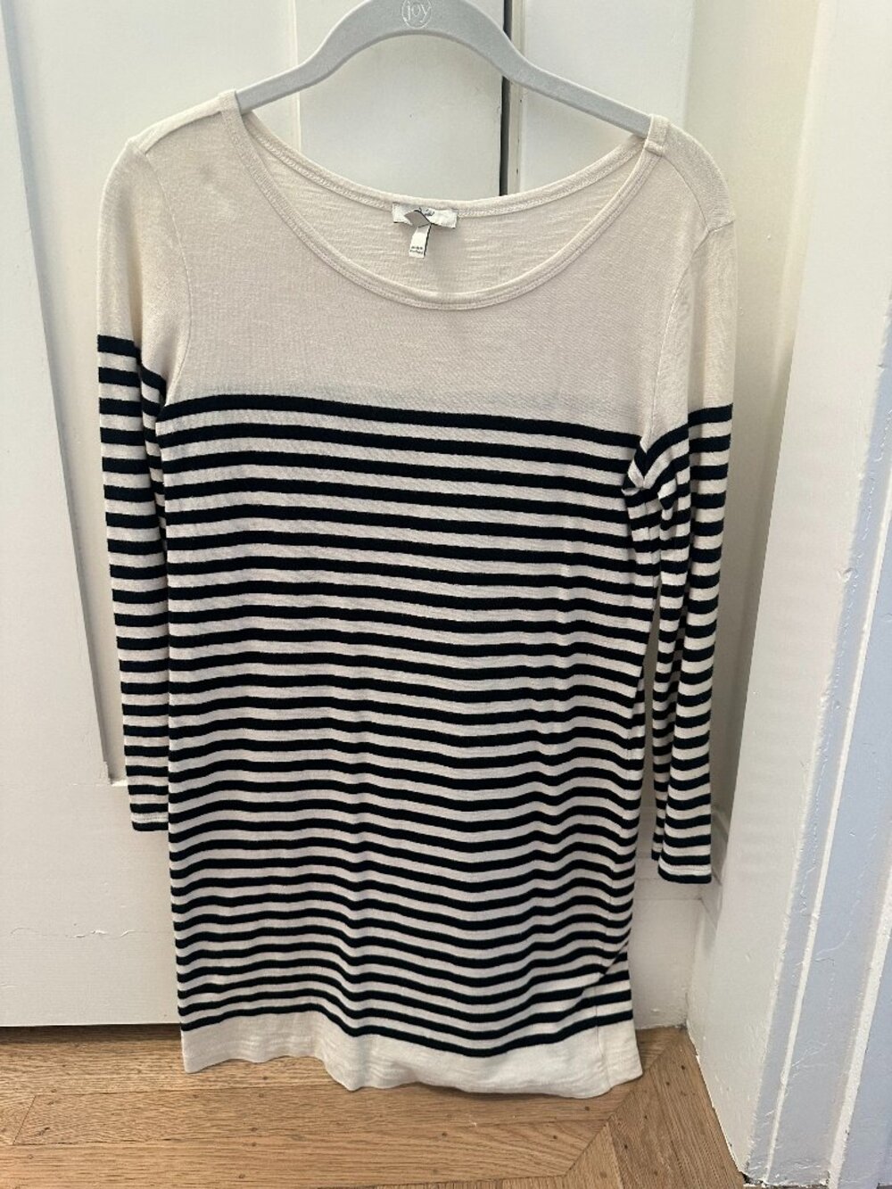 Joie Cream & Black Stripe Long Sleeve Sweater Mini Dress - Size XXS (Runs Large)